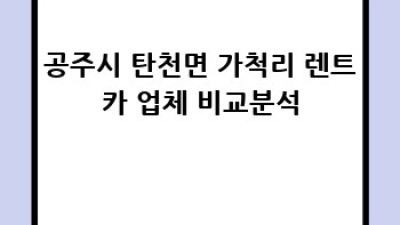 공주시 탄천면 가척리 렌트카: 출장 대여 완벽 가이드